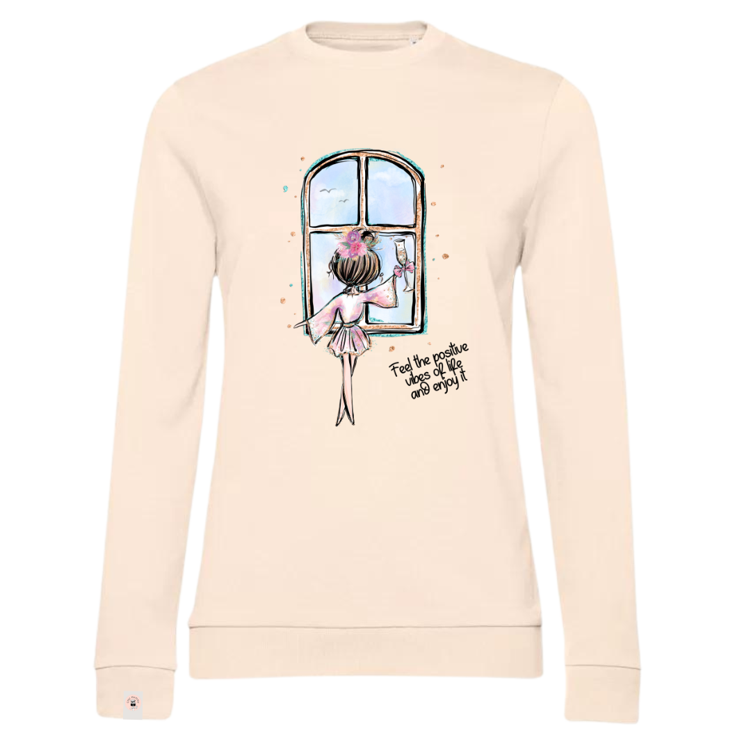 POSITIVE VIBES felpa girocollo leggera French Terry